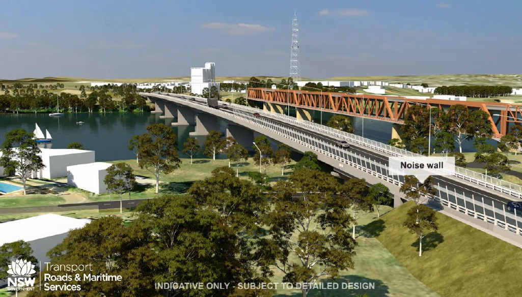 Grafton’s proposed new bridge as shown in the Roads and Maritime Services animation. Grafton’s proposed new bridge as shown in the Roads and Maritime Services animation.