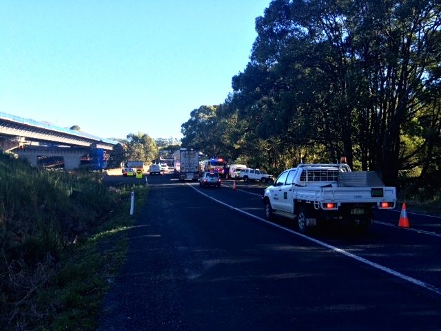 The scene of the fatal crash scene on the Pacific Highway near Ballina. Photo: Alex Easton The scene of the fatal crash scene on the Pacific Highway near Ballina. Photo: Alex Easton