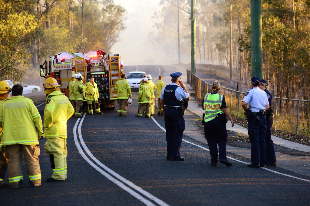 EMERGENCY: A firefighter was struck by a car on Bertha St in Goodna yesterday while attending a grass fire. EMERGENCY: A firefighter was struck by a car on Bertha St in Goodna yesterday while attending a grass fire.