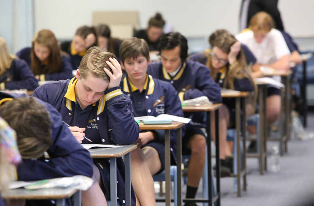 PRESSURE’S ON: Coolum State High Students sit their year 12 Queensland Core Skills exams. PRESSURE’S ON: Coolum State High Students sit their year 12 Queensland Core Skills exams.