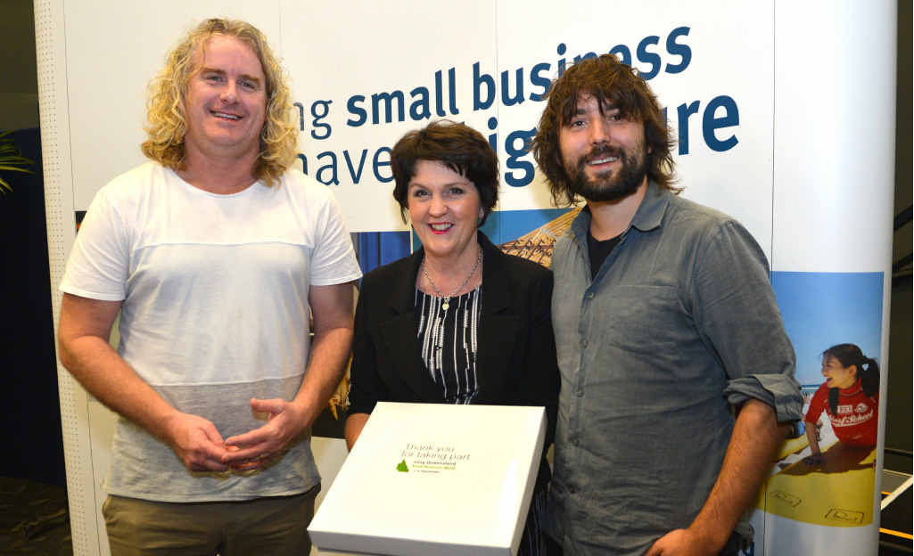 KEY ADVICE: Celebrating Small Business Week at the Innovation Centre are Nick Bowditch, State Minister Jann Stuckey and Tom Szaky. KEY ADVICE: Celebrating Small Business Week at the Innovation Centre are Nick Bowditch, State Minister Jann Stuckey and Tom Szaky.