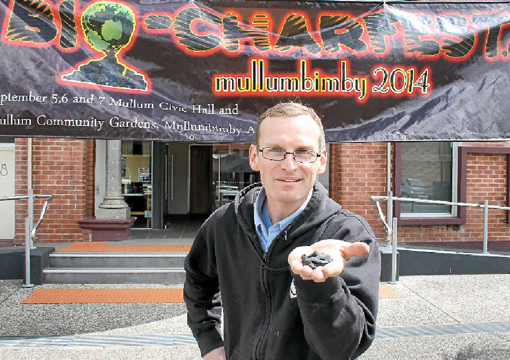 BIG HIT: John Sanderson from Earth Systems shows off some biochar at Mullumbimby’s Bio-charfest at the weekend. BIG HIT: John Sanderson from Earth Systems shows off some biochar at Mullumbimby’s Bio-charfest at the weekend.