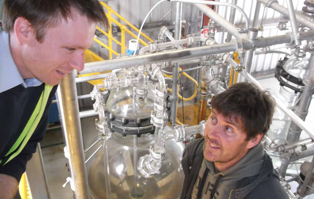 PRODUCTION: Andrew Reeves and Dr Tony Banks have had success turning plant waste into ethanol. PRODUCTION: Andrew Reeves and Dr Tony Banks have had success turning plant waste into ethanol.