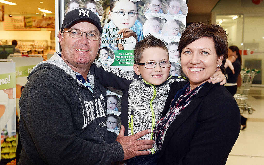 Five-year-old Cooper Christensen, pictured with parents Michael and Amanda, had terminal brain cancer and was the face of a Woolworths campaign to raise funds for Hervey Bay Hospital. Five-year-old Cooper Christensen, pictured with parents Michael and Amanda, had terminal brain cancer and was the face of a Woolworths campaign to raise funds for Hervey Bay Hospital.
