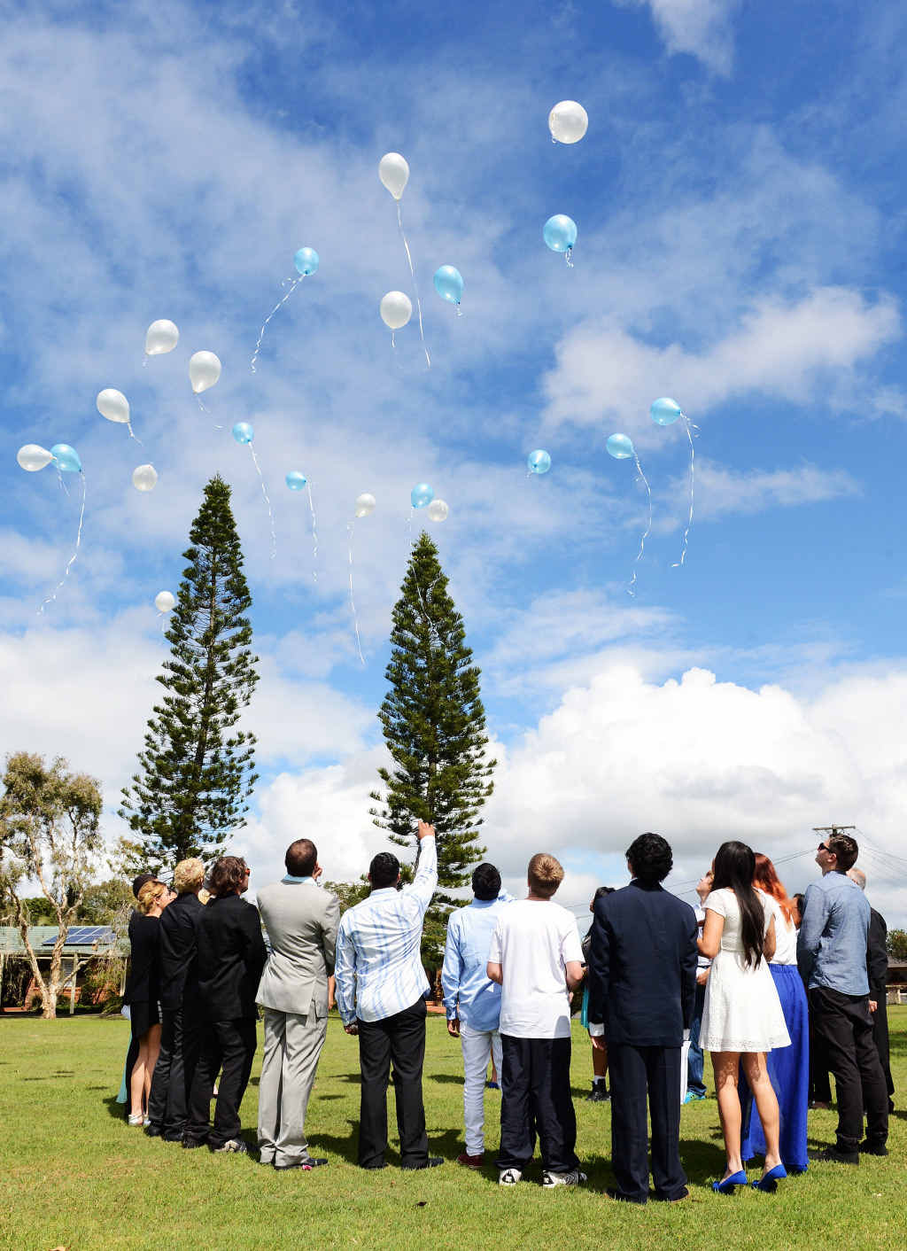 Balloons were released at the funeral of Richard James Wells at the Rainbow Chapel in West Ballina. Mr Wells died in a car crash at Newrybar last week. Balloons were released at the funeral of Richard James Wells at the Rainbow Chapel in West Ballina. Mr Wells died in a car crash at Newrybar last week.