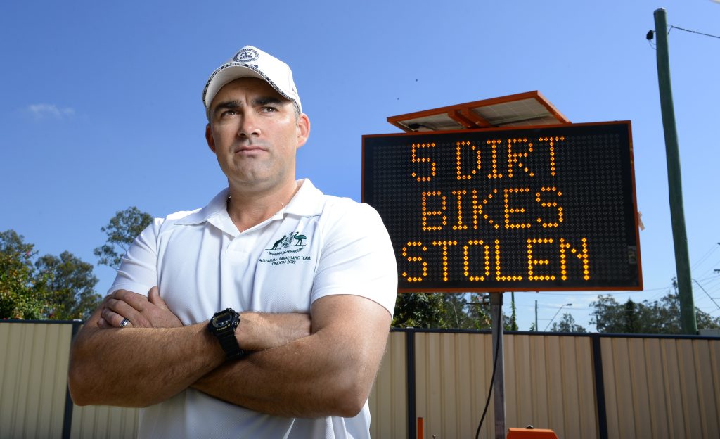 NASTY SHOCK: Camira resident Steven Holland had five motorcycles stolen from his property on Father’s Day. NASTY SHOCK: Camira resident Steven Holland had five motorcycles stolen from his property on Father’s Day.