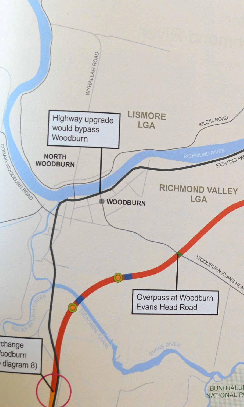 The planned bypass route for Woodburn. The planned bypass route for Woodburn.