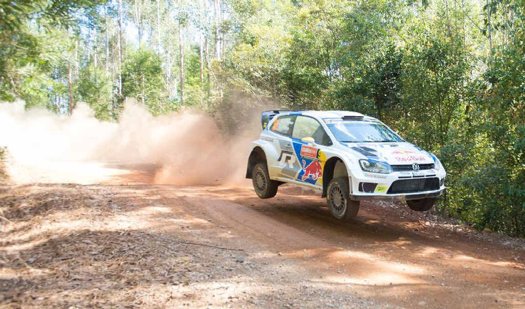 CHARGING BULLS: Volkswagen set the pace on the Hydes Creek stage this morning. Andreas Mikkelsen found some high speed air time. Photo: Trevor Veale / Coffs Coast Advocate CHARGING BULLS: Volkswagen set the pace on the Hydes Creek stage this morning. Andreas Mikkelsen found some high speed air time. Photo: Trevor Veale / Coffs Coast Advocate