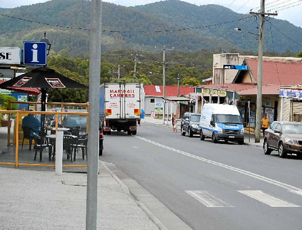 NUDIST: A truck going through sleepy Rosebery in Tasmania where a naked man was spotted running recently. NUDIST: A truck going through sleepy Rosebery in Tasmania where a naked man was spotted running recently.