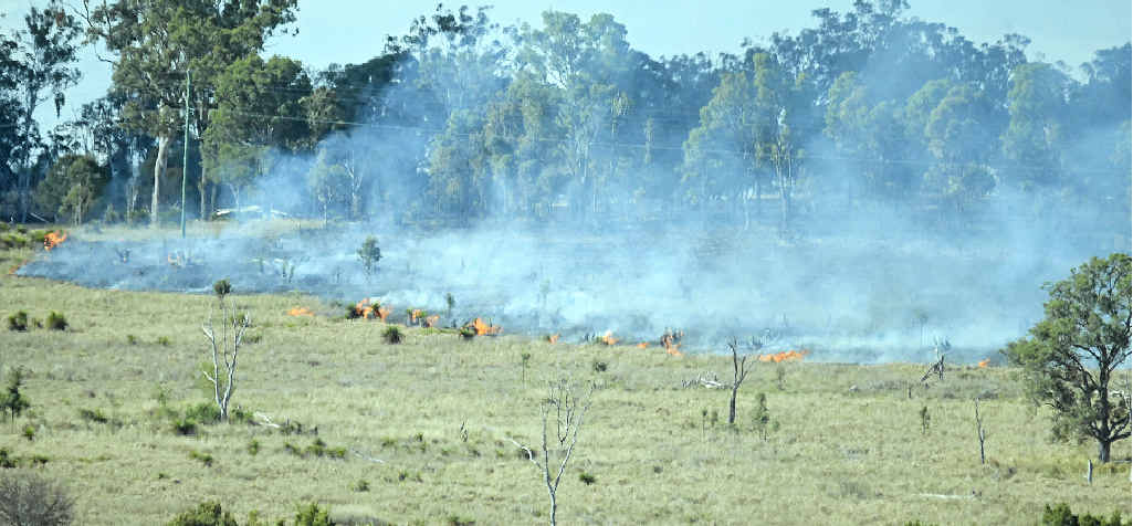 The fire at Murrays Bridge yesterday afternoon. The fire at Murrays Bridge yesterday afternoon.