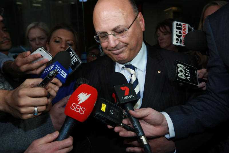 Senator Arthur Sinodinos departs after giving evidence at the Independent Commission Against Corruption (ICAC) hearing in Sydney, Friday, Sept. 12, 2014. The current ICAC investigation, Operation Spicer, is investigating illegal political donations used to bankroll the NSW Liberal Party's 2011 state election campaign. Senator Arthur Sinodinos departs after giving evidence at the Independent Commission Against Corruption (ICAC) hearing in Sydney, Friday, Sept. 12, 2014. The current ICAC investigation, Operation Spicer, is investigating illegal political donations used to bankroll the NSW Liberal Party's 2011 state election campaign.