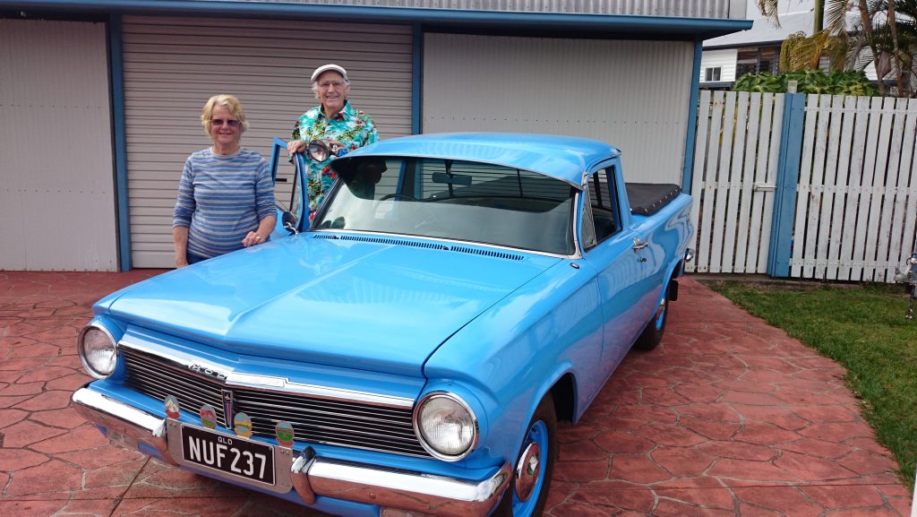 Daphne and Gerard Sylvester with their 1964 EH Holden ute fully restored - complete with same number plate. Daphne and Gerard Sylvester with their 1964 EH Holden ute fully restored - complete with same number plate.