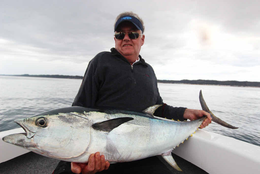 Phil holds a big longtail caught in Platypus Bay on a charter with Hervey Bay Fly and Sportfishing. Phil holds a big longtail caught in Platypus Bay on a charter with Hervey Bay Fly and Sportfishing.