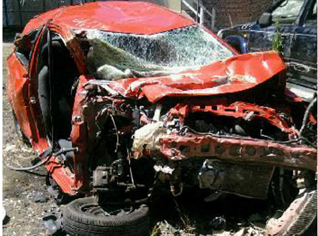 The Toyota Yaris the group of four were travelling in was almost unrecognisable in the crash. The Toyota Yaris the group of four were travelling in was almost unrecognisable in the crash.