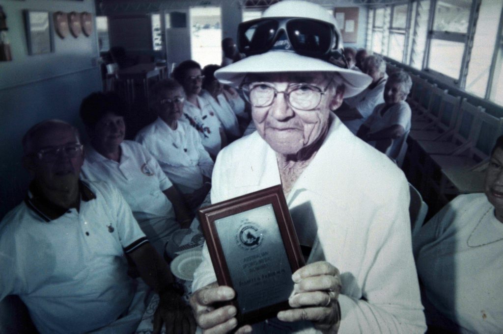 ROYAL AWARD: An old photo of Isabellea Fergason with her award from the Queen at the 75th Anniversary at the Sunnyside Croquet Club. Photo: Paul Donaldson / NewsMail