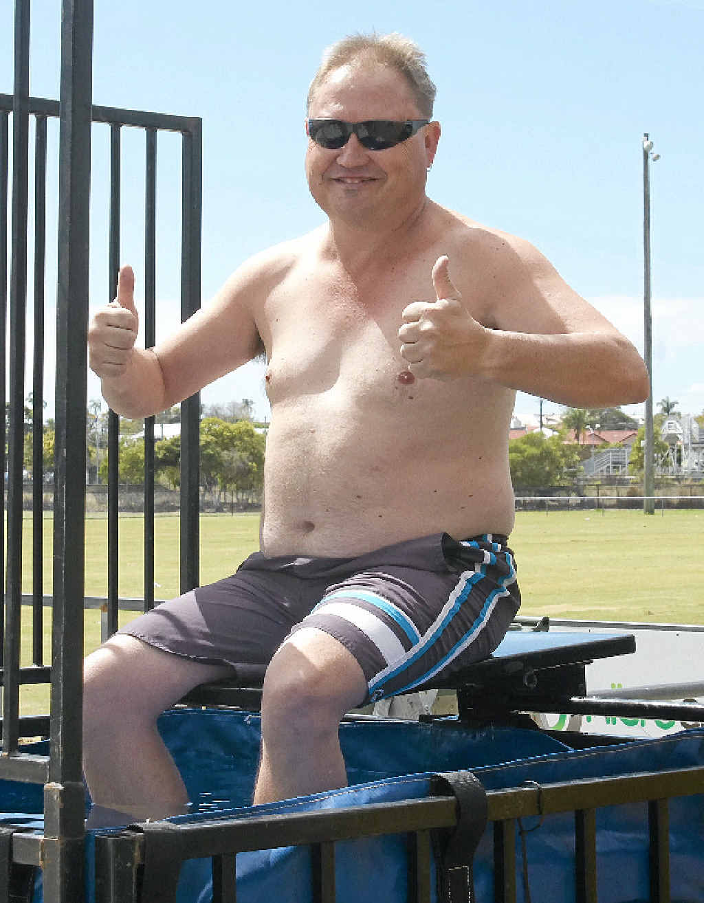 Event organiser Mark Hunter takes the plunge to raise money for his good mate Shane Shorten. Event organiser Mark Hunter takes the plunge to raise money for his good mate Shane Shorten.