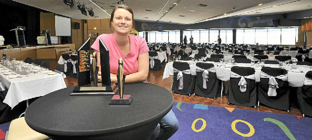 READY TO GO: Ballina Chamber of Commerce executive officer Nadia Eliott-Burgess prepares for the awards at the Ballina RSL Club. READY TO GO: Ballina Chamber of Commerce executive officer Nadia Eliott-Burgess prepares for the awards at the Ballina RSL Club.