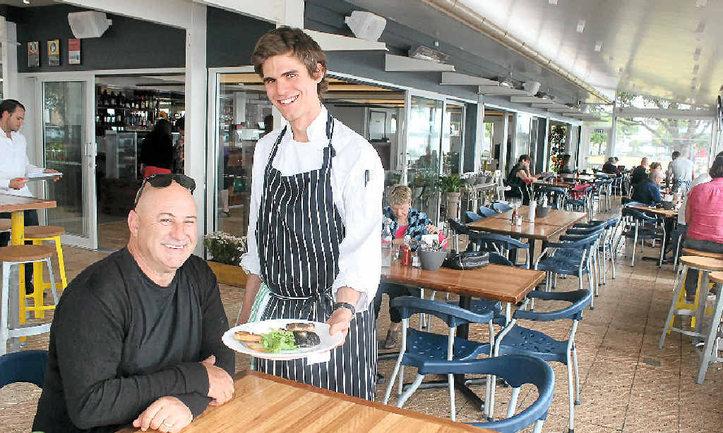 WE’RE OPEN: Owner of Ballina’s Wharf Bar and Restaurant, Ralph Mamone, with first-year apprentice chef Matthew Payne who is on staff. WE’RE OPEN: Owner of Ballina’s Wharf Bar and Restaurant, Ralph Mamone, with first-year apprentice chef Matthew Payne who is on staff.