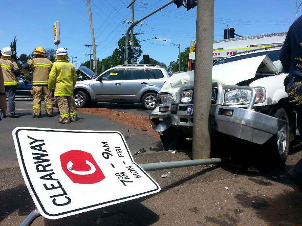 A two-vehicle crash at the intersection of Bridge and Holberton Sts. A two-vehicle crash at the intersection of Bridge and Holberton Sts.