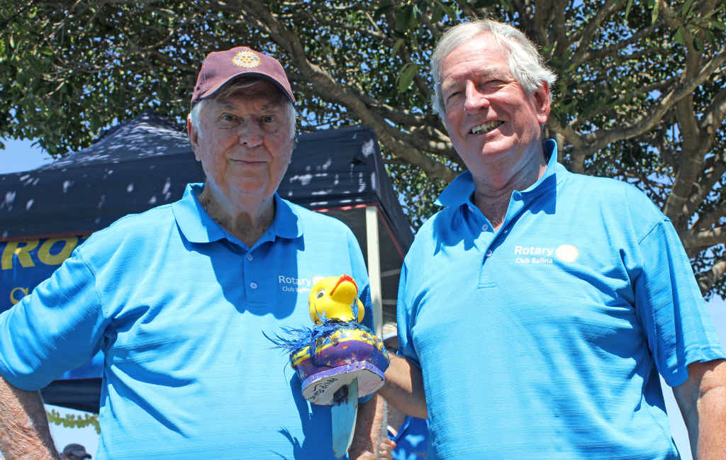WINNER: John Anderssen and Bruce Bevan with the champion duck. WINNER: John Anderssen and Bruce Bevan with the champion duck.