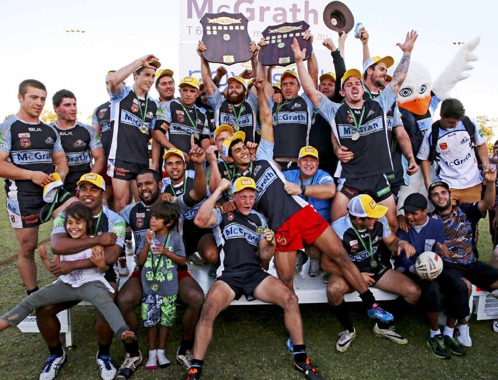 BACK-TO-BACK: The Ballina Seagulls celebrate clinching a second consecutive premiership with their 17-6 win over Byron Bay in the Northern Rivers Regional Rugby League grand final. BACK-TO-BACK: The Ballina Seagulls celebrate clinching a second consecutive premiership with their 17-6 win over Byron Bay in the Northern Rivers Regional Rugby League grand final.