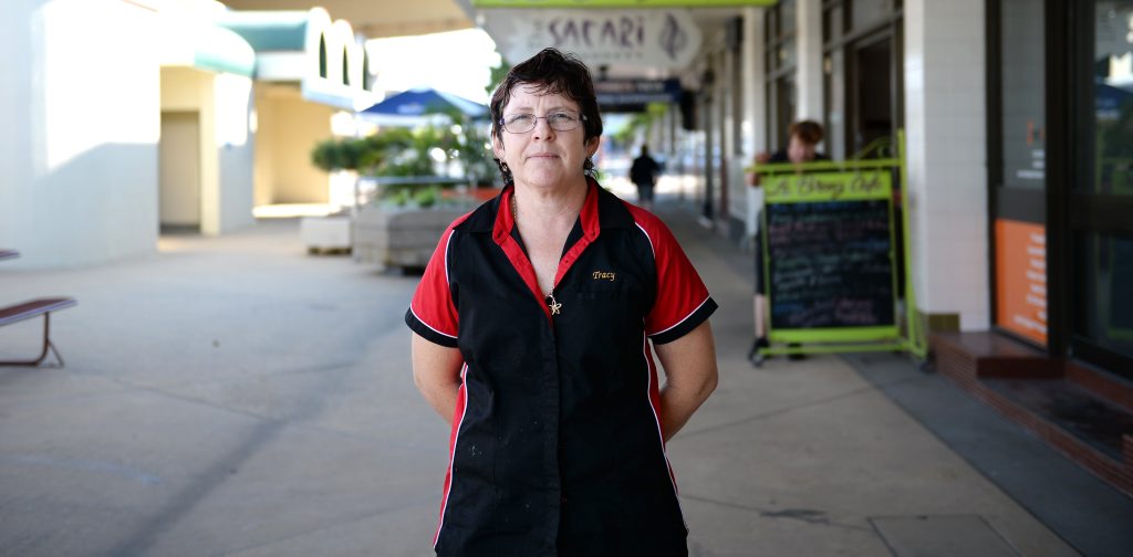 Brunch's owner Tracy Jaggard is working with council on the vagrant problem in the CBD. Photo Allan Reinikka / The Morning Bulletin Brunch's owner Tracy Jaggard is working with council on the vagrant problem in the CBD. Photo Allan Reinikka / The Morning Bulletin