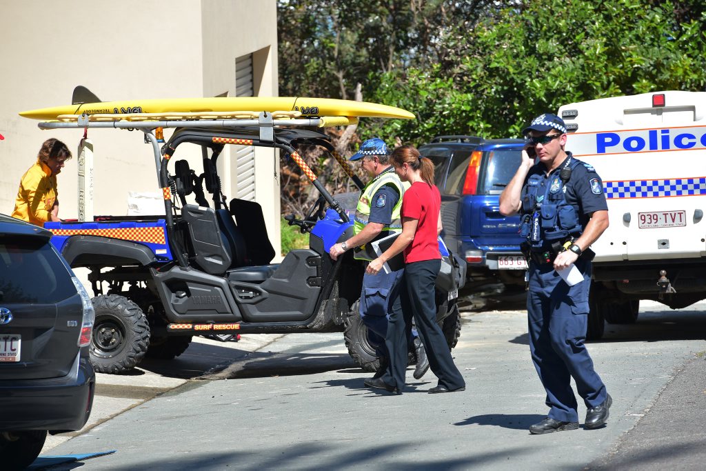 A male surfer drowned 500m north of the patrolled area at Sunshine Beach. Police and surf lifesavers at the Sunshine Beach SLSC. Photo: Brett Wortman / Sunshine Coast Daily A male surfer drowned 500m north of the patrolled area at Sunshine Beach. Police and surf lifesavers at the Sunshine Beach SLSC. Photo: Brett Wortman / Sunshine Coast Daily