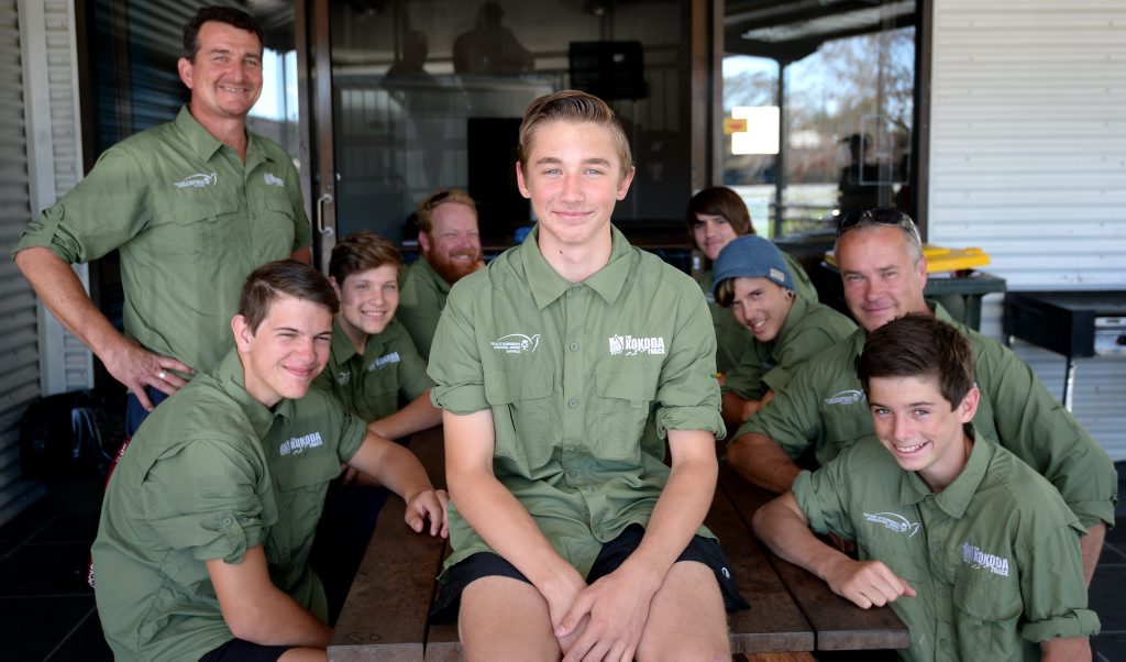 Ryan Jericho (Centre) with R-L Jesse Raymond,Paul Mitchell, Blade Pisani, Alex Hallam, Saul Barnes, Lachlan Walters, Greg Jones and Travis Bradshaw will be walking the Kokoda track. Photo Allan Reinikka / The Morning Bulletin Ryan Jericho (Centre) with R-L Jesse Raymond,Paul Mitchell, Blade Pisani, Alex Hallam, Saul Barnes, Lachlan Walters, Greg Jones and Travis Bradshaw will be walking the Kokoda track. Photo Allan Reinikka / The Morning Bulletin