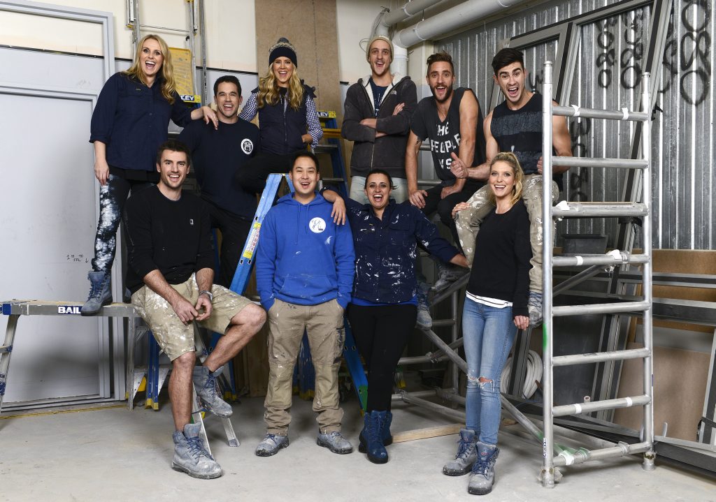 The Block Glasshouse teams, from left, Dee and Darren, Michael and Carlene, Chris and Jenna (front), Shannon and Simon and Max and Karstan. The Block Glasshouse teams, from left, Dee and Darren, Michael and Carlene, Chris and Jenna (front), Shannon and Simon and Max and Karstan.