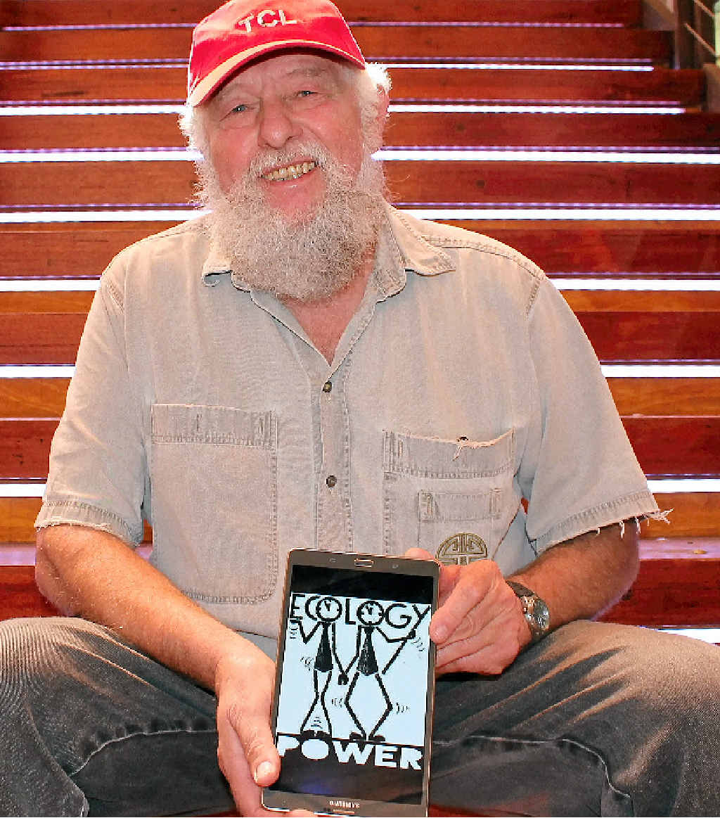 GOING GREEN: Dieter Horstmann’s new solar system even powers the funky stairs he is sitting on. GOING GREEN: Dieter Horstmann’s new solar system even powers the funky stairs he is sitting on.