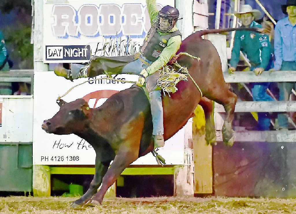 RISING STAR: Lawson Nobbs on Blackie in the junior bull ride at the Apple Tree Creek Rodeo. Nobbs is giving the Central Queensland rodeo scene a shake up with impressive performances. RISING STAR: Lawson Nobbs on Blackie in the junior bull ride at the Apple Tree Creek Rodeo. Nobbs is giving the Central Queensland rodeo scene a shake up with impressive performances.