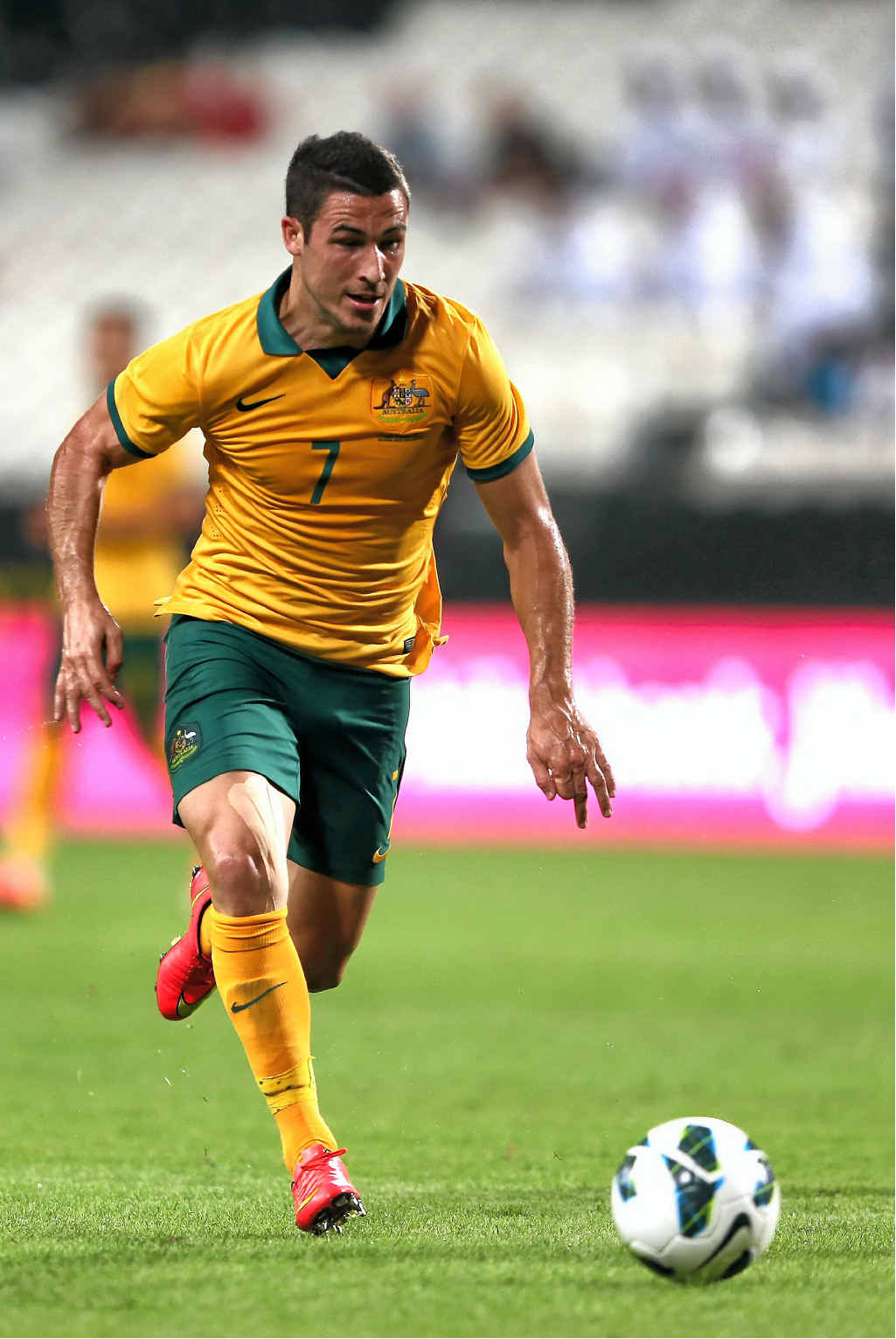 WANTING MORE: Mathew Leckie of Australia in action during the international friendly against UAE. WANTING MORE: Mathew Leckie of Australia in action during the international friendly against UAE.