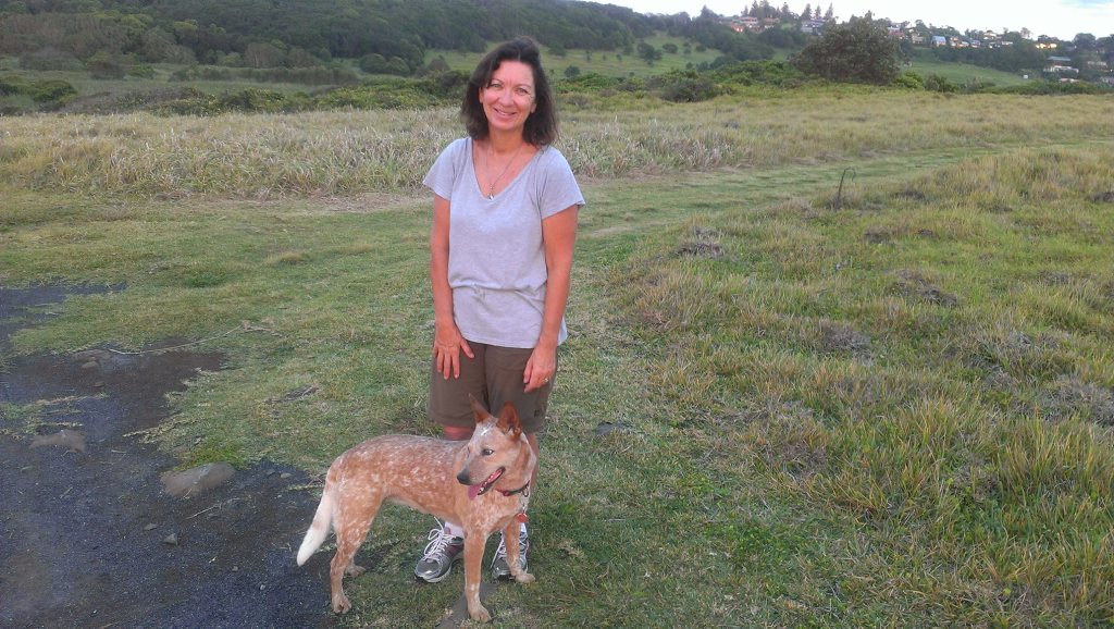 Angela Parr with her dog, Ruby, before heading off on their trek. Angela Parr with her dog, Ruby, before heading off on their trek.