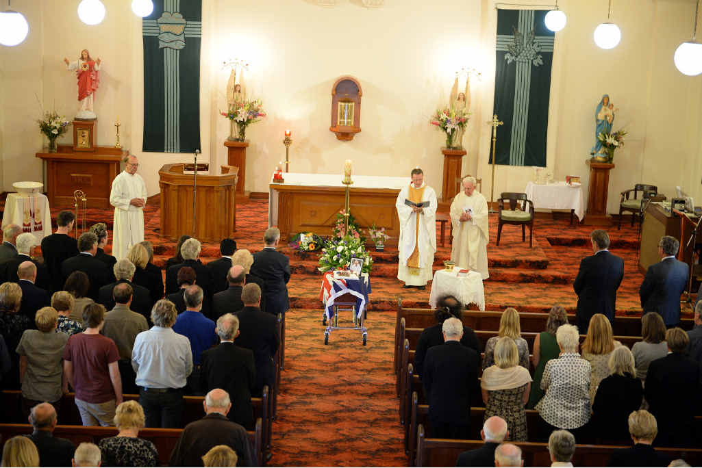 LEST WE FORGET: Requiem mass for Second World War veteran and former vice-president of the Bangalow RSL sub-branch, Russell Blanch at St Kevin’s Catholic Church, Bangalow. LEST WE FORGET: Requiem mass for Second World War veteran and former vice-president of the Bangalow RSL sub-branch, Russell Blanch at St Kevin’s Catholic Church, Bangalow.