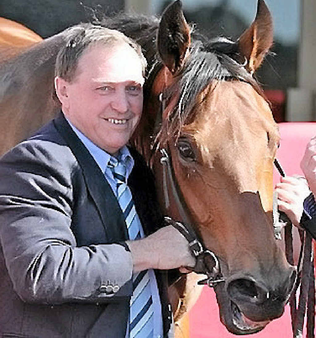 Trainer Tommy Bourke and Rocky King. Trainer Tommy Bourke and Rocky King.