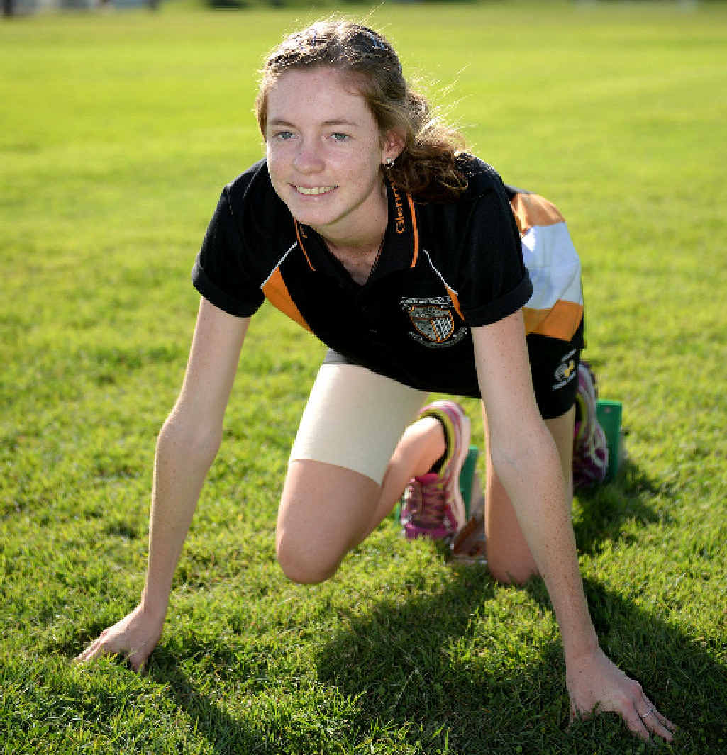 TRACK QUEEN: Kelsey Mann is practising her sprint starts ahead of the Queensland Secondary Schools Athletics championships next weekend. TRACK QUEEN: Kelsey Mann is practising her sprint starts ahead of the Queensland Secondary Schools Athletics championships next weekend.