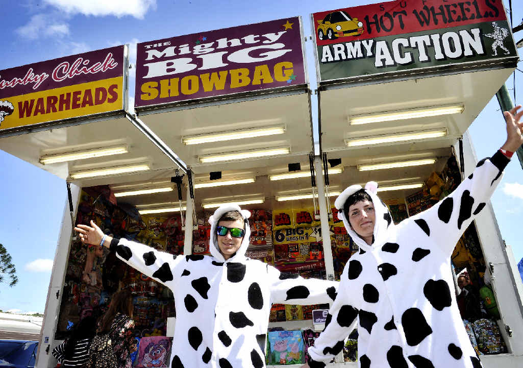 Reece McIntyre and Jackson Robinson, both of Lismore, promote the Dairy Spectacular at the North Coast National at the Lismore Showground. Reece McIntyre and Jackson Robinson, both of Lismore, promote the Dairy Spectacular at the North Coast National at the Lismore Showground.