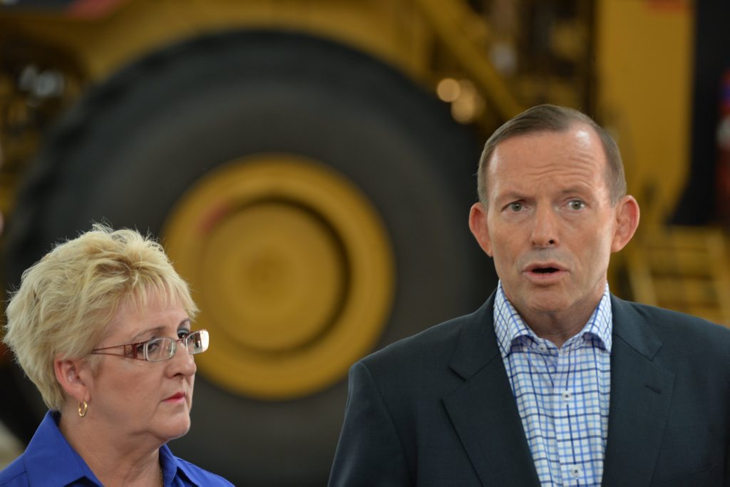 Federal MP for Capricornia Michelle Landry with Prime Minister Tony Abbott - Opening of BMA Caval Ridge Mine. Photo Lee Constable / Daily Mercury Federal MP for Capricornia Michelle Landry with Prime Minister Tony Abbott - Opening of BMA Caval Ridge Mine. Photo Lee Constable / Daily Mercury