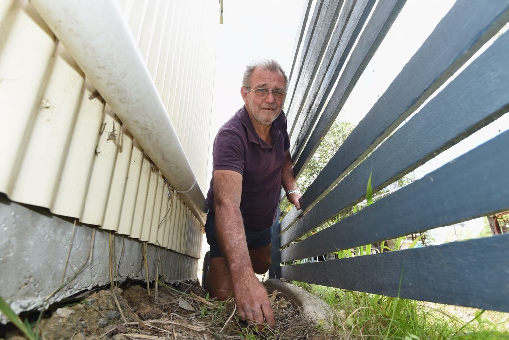 Mervyn Martin from Rockhampton was clearing down the side of his son's shed in Maryborough when he found a grenade. Mervyn Martin from Rockhampton was clearing down the side of his son's shed in Maryborough when he found a grenade.