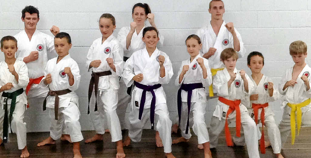 PASSING THE TEST: Eleven Gympie Karate Club members passed their grading last week (back, from left) Lee Kearney (6 Kyu Green Belt), Wendy Brown (5 Kyu Blue Belt), Tristan Warren (Orange Belt), (front, from left) Samuel Hinds (5 Kyu Blue Belt), Kyle Vollmar (1 Kyu Brown Belt), Emma Vollmar (1 Kyu Brown Belt), Abby Schooth (3 Kyu Brown Belt), Kleo Isaac (3 Kyu Brown Belt), Kaleb Inskip (6 Kyu Green Belt), Timothy Hinds (6 Kyu Green Belt) and Carter Senini (7 Kyu Orange Belt). PASSING THE TEST: Eleven Gympie Karate Club members passed their grading last week (back, from left) Lee Kearney (6 Kyu Green Belt), Wendy Brown (5 Kyu Blue Belt), Tristan Warren (Orange Belt), (front, from left) Samuel Hinds (5 Kyu Blue Belt), Kyle Vollmar (1 Kyu Brown Belt), Emma Vollmar (1 Kyu Brown Belt), Abby Schooth (3 Kyu Brown Belt), Kleo Isaac (3 Kyu Brown Belt), Kaleb Inskip (6 Kyu Green Belt), Timothy Hinds (6 Kyu Green Belt) and Carter Senini (7 Kyu Orange Belt).
