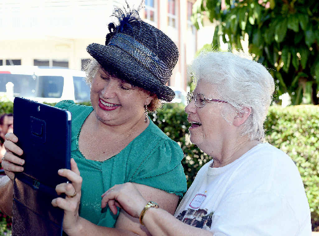 Protest organisers Simone McArdle and Mary Bird Skype with actors Noni Hazlehurst and Ben Winspear via Skype. Protest organisers Simone McArdle and Mary Bird Skype with actors Noni Hazlehurst and Ben Winspear via Skype.