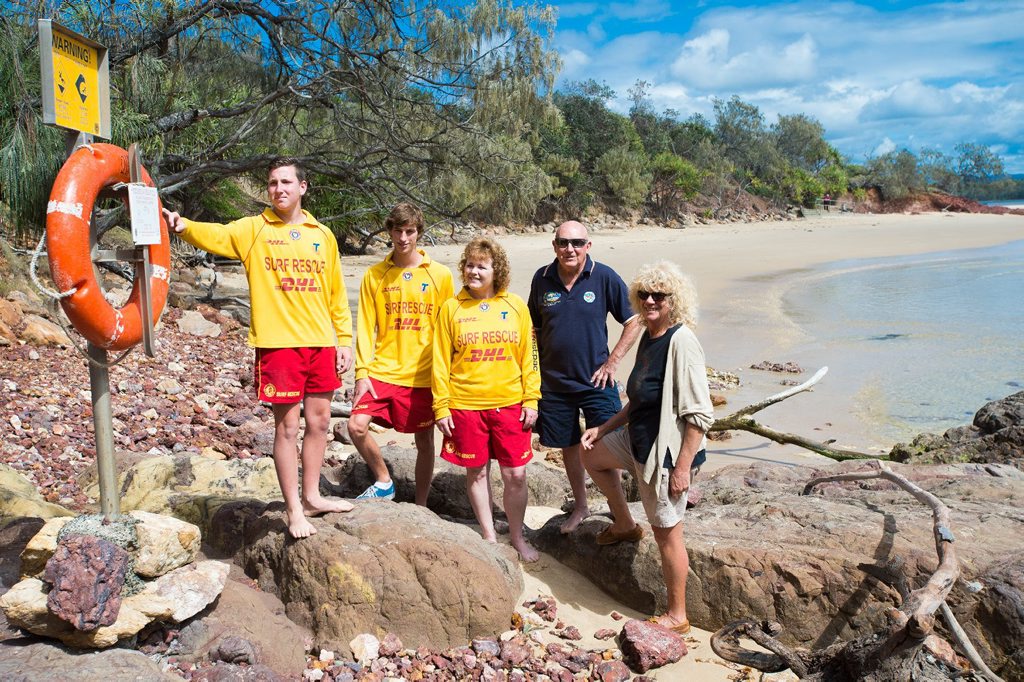 READY TO SAVE: Surf life savers, from left, Thomas McGhee, Kieren Rea, Glynis Trever, Wayne Scott and Marilyn Allan, want to warn people of dangerous run-out tides in the Corindi River. Photo: Trevor Veale / Coffs Coast Advocate READY TO SAVE: Surf life savers, from left, Thomas McGhee, Kieren Rea, Glynis Trever, Wayne Scott and Marilyn Allan, want to warn people of dangerous run-out tides in the Corindi River. Photo: Trevor Veale / Coffs Coast Advocate