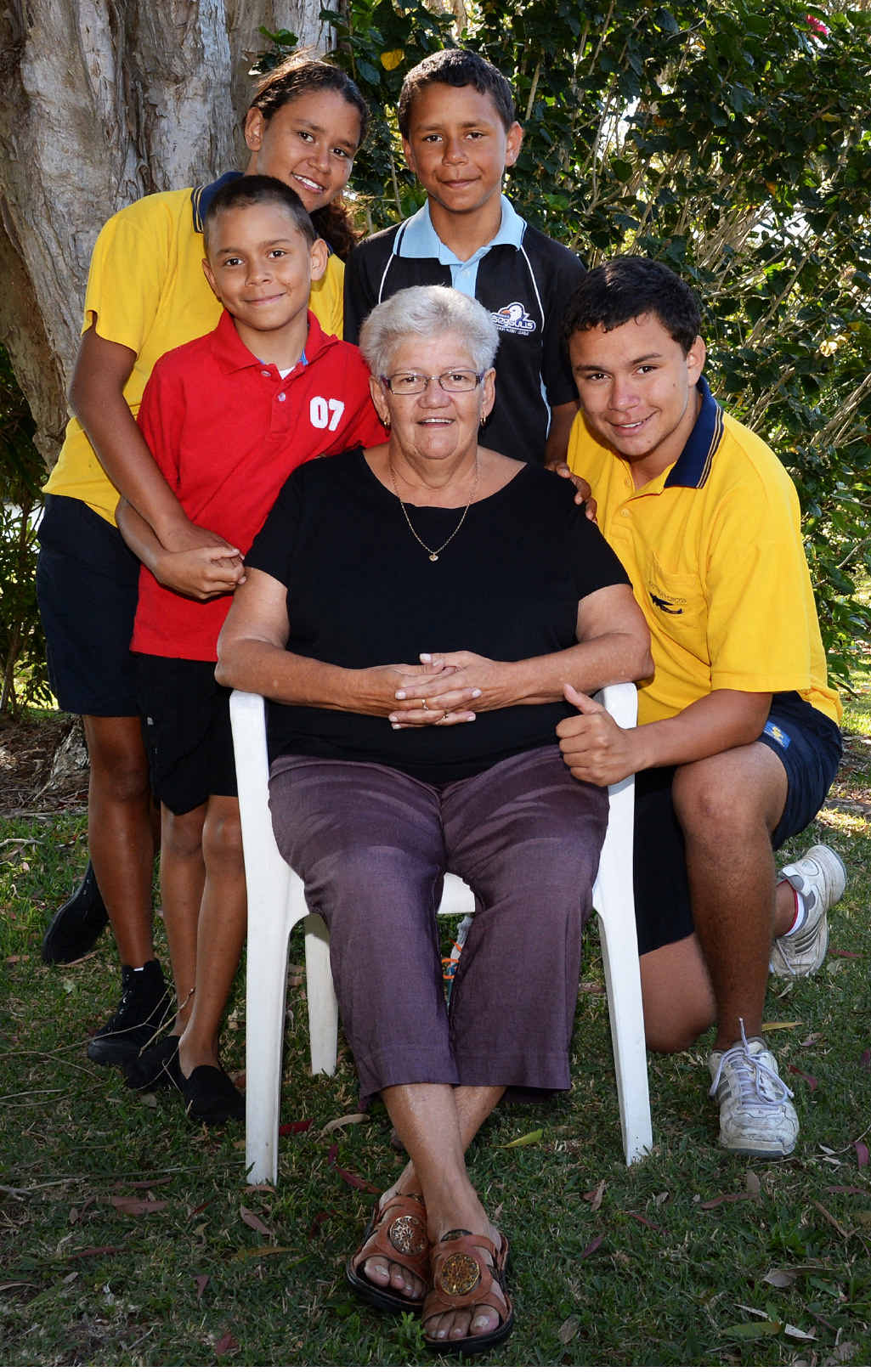 GREAT GRAN: Denise Duroux, of East Ballina, with her grandchildren, from left, Kerry Johnson, 11, Courtney Johnson, 13, Issac Duroux, 12, and George Johnson, 15. GREAT GRAN: Denise Duroux, of East Ballina, with her grandchildren, from left, Kerry Johnson, 11, Courtney Johnson, 13, Issac Duroux, 12, and George Johnson, 15.