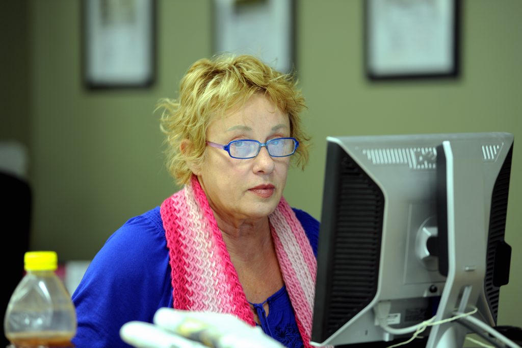Toni McRae at work in the Chronicle office. Toni McRae at work in the Chronicle office.