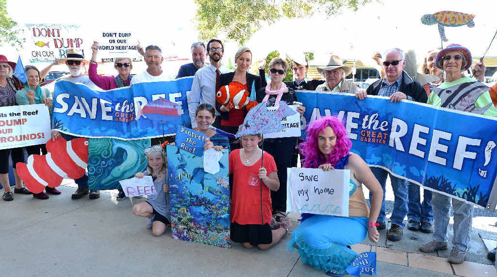 PEOPLE POWER: Protestors against Abbot Point Coal Terminal including Mackay Conservation group members, Greens Candidate for Dawson Jonathon Dykyj and Senator Larissa Waters at an earlier protest in Mackay. PEOPLE POWER: Protestors against Abbot Point Coal Terminal including Mackay Conservation group members, Greens Candidate for Dawson Jonathon Dykyj and Senator Larissa Waters at an earlier protest in Mackay.