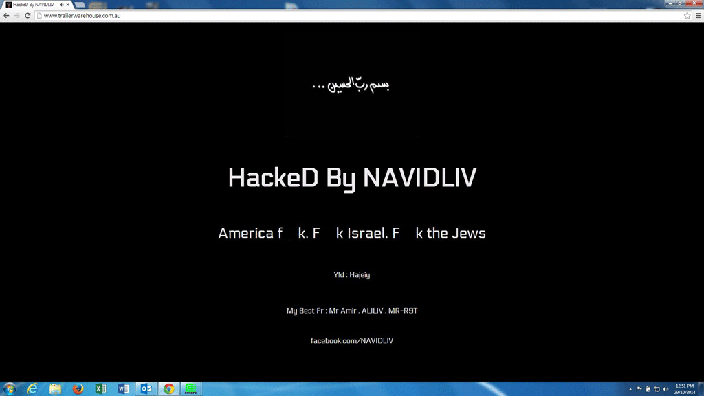 A screenshot of the hacked website. A screenshot of the hacked website.