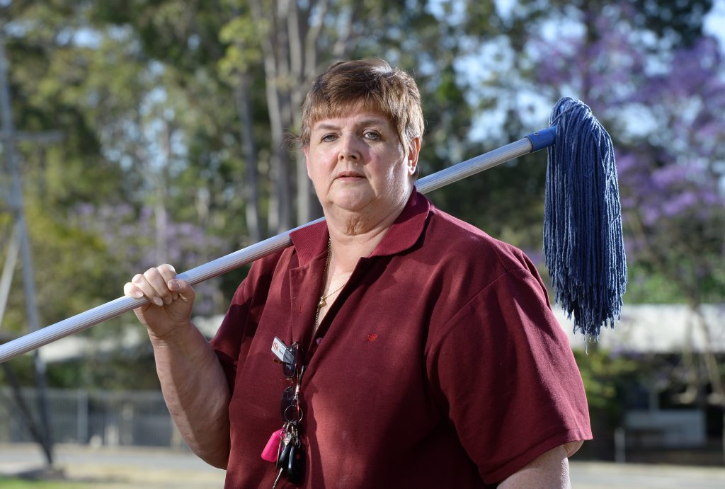 Chris Rowntree fears she will be one of 400 school cleaners in the Ipswich area to have their jobs outsourced. Chris Rowntree fears she will be one of 400 school cleaners in the Ipswich area to have their jobs outsourced.