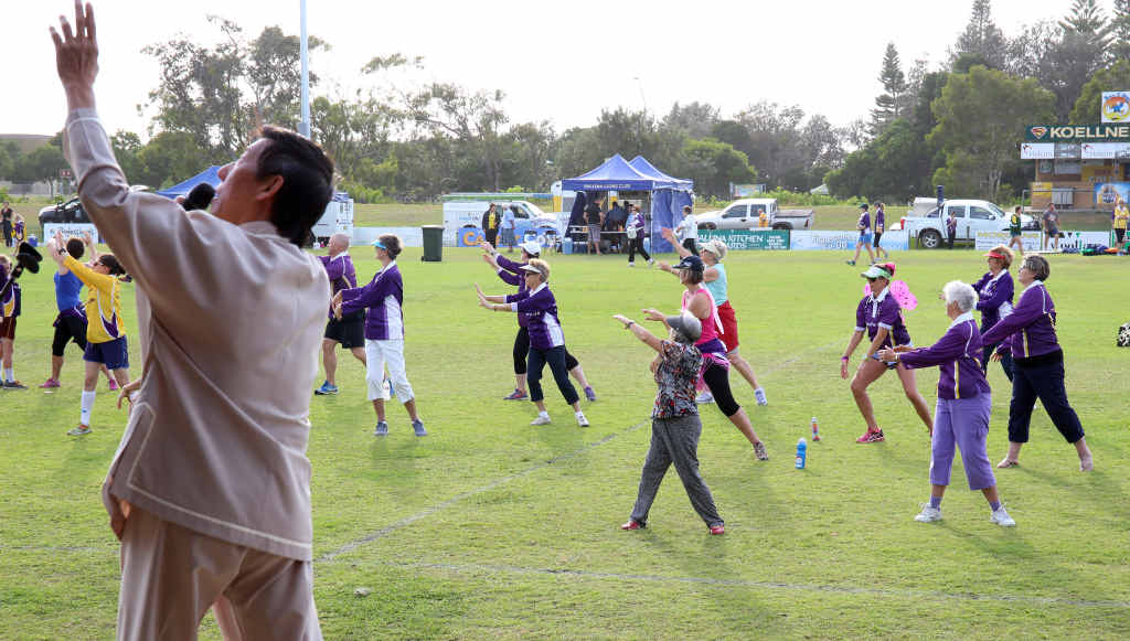 Tai chi grand master Khor hosts a class for walkers taking part in the relay. Tai chi grand master Khor hosts a class for walkers taking part in the relay.
