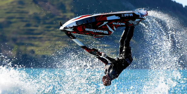 Adrian De Villiers performing his signature jetski backflip which went disastrously wrong on the weekend Adrian De Villiers performing his signature jetski backflip which went disastrously wrong on the weekend