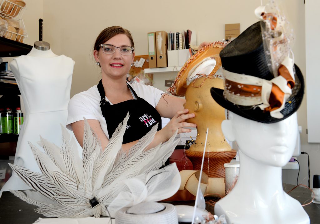 Kim Withers will compete at Oaks Day's invitation only Myer Fashions on the Field Millinery Award and attend a reception hosted by the Victorian Governor at Government House to celebrate 150 years of the Victorian Racing Club on Monday November 3. Photo Allan Reinikka / The Morning Bulletin Kim Withers will compete at Oaks Day's invitation only Myer Fashions on the Field Millinery Award and attend a reception hosted by the Victorian Governor at Government House to celebrate 150 years of the Victorian Racing Club on Monday November 3. Photo Allan Reinikka / The Morning Bulletin